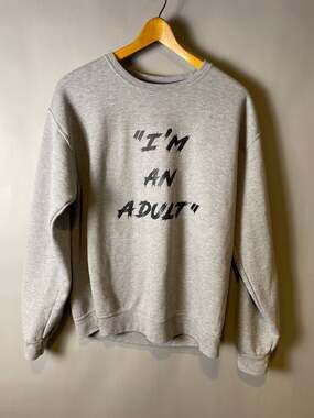 Fruit of the Loom I'm An Adult Funny Sweatshirt M